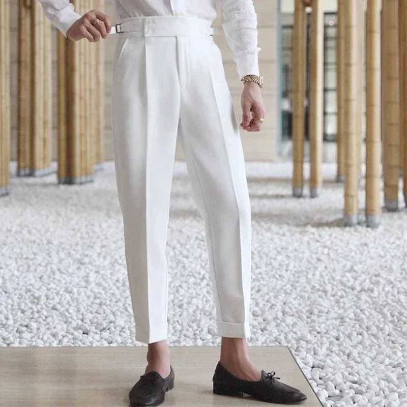 White mens summer pants 9-piece cut straight mens suit mens anti wrinkle retro 2024 classic formal designer clothing fashion W24241123