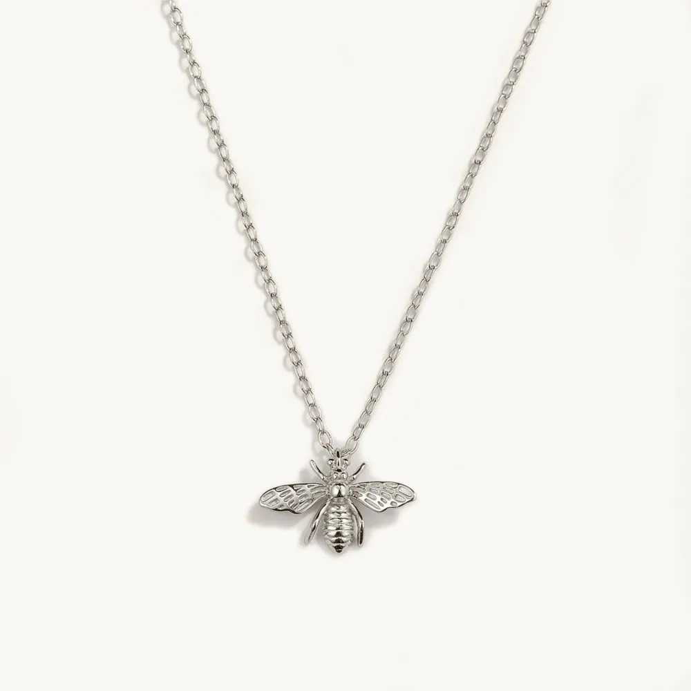 Canner Real 925 sterling silver gold-plated simple bee pendant necklace suitable for womens clavick chain temperature necklace jewelry X241123