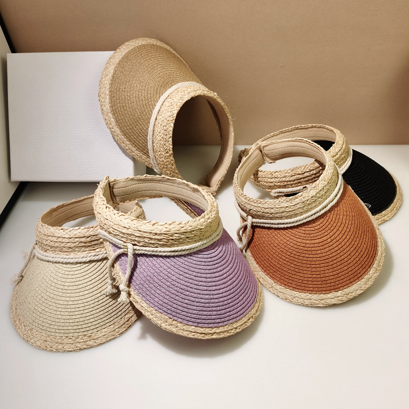 Designer Bucket Hat Empty Top Straw Hat Summer Unisex Sunscreen Face Cover Large Brim Laffia Grass Hats for Women