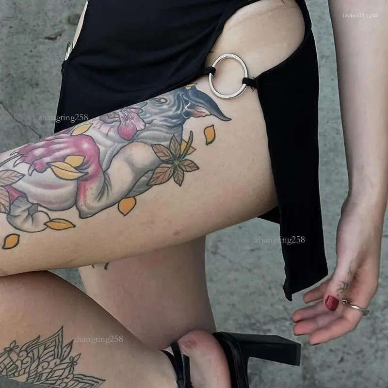 Casual Dresses Goth Dark Backless Mall Gothic Split Sexy Mini Y2k Punk Hollow Out Side Halter Dress Women Grunge O-ring Night Partywear