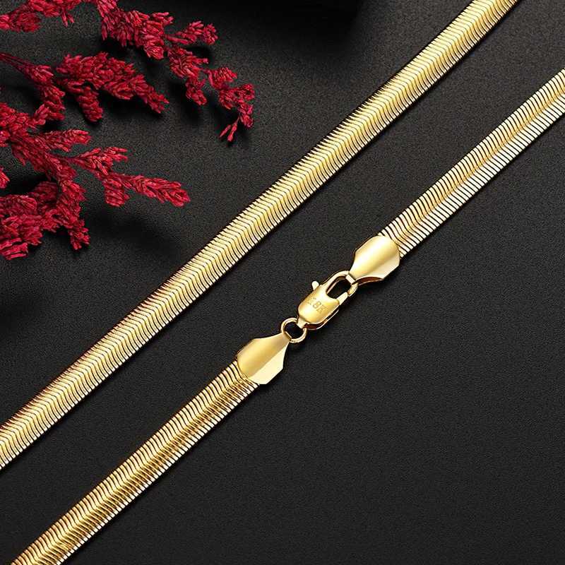 925 sterling silver plated 18K gold does not fade Fine 6MM snake bone Necklace for Men Women Fashion wedding accories JewelryX241123