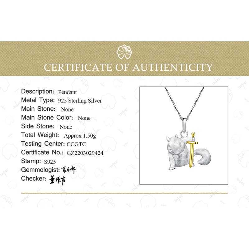 Lotus Fun 18K gold cute squirrel pendant genuine 925 sterling silver animal necklace womens original fashion jewelry X241123