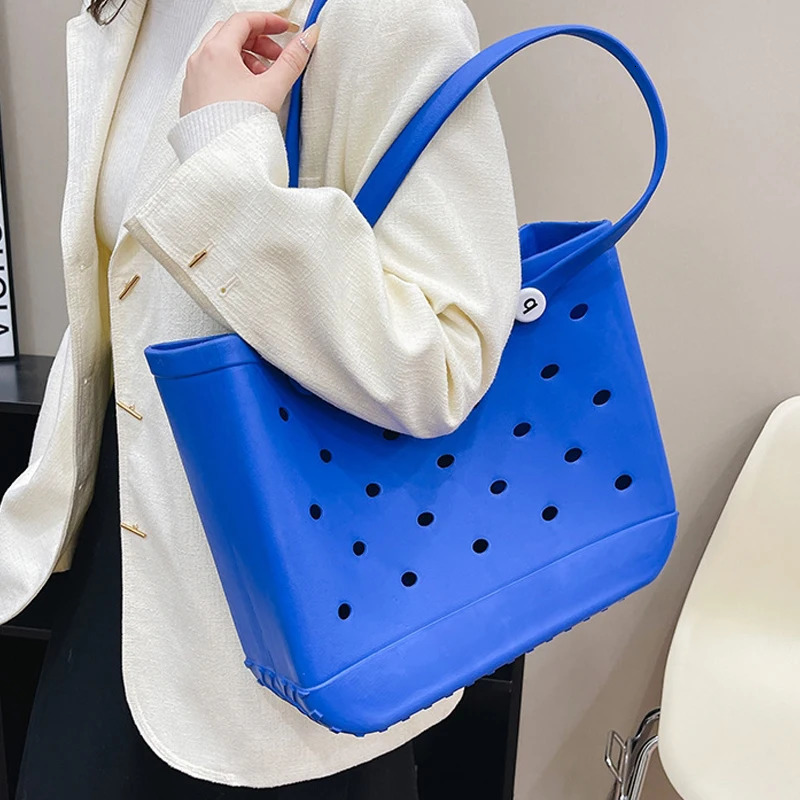 Shoulder Bags Beach Bag Waterproof And Washable Handbag EVA Beach Basket Women Picnic Tote Bag Holes Pouch Shopping Shoulder Bag 240423