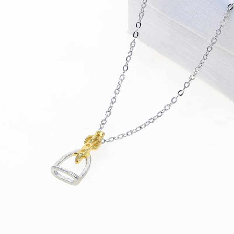 High quality 925 sterling silver equestrian jewelry two tone gold-plated hoop pendant necklace 2023 new X241123