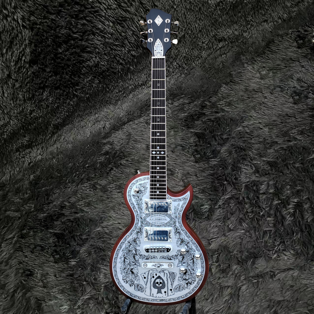 Custom Zemaitis Casimere Metal Satin Black Electric Guitar Aluminum Plate Rosewood Fingerboard Chrome Hardware Korean Made Tremolo bridge #369258