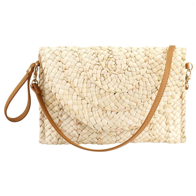 Shoulder Bags YYW Straw Envelope Clutch Handbag Women Summer Crossbody Bag With Strap Casual Handmade Woven Rattan Lady Purse Wallets B2