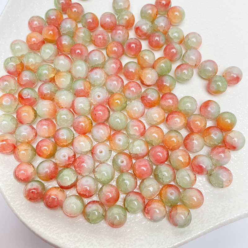 10mm Crackle Lampwork Beads Handcrafted Glass Round Beads Crystal Beads Beading Bracelet Jewelry Making