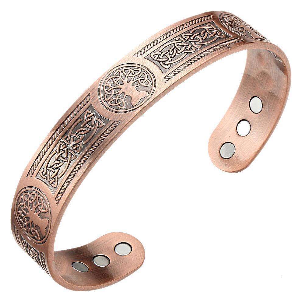 Temu Hot selg Magnet with Tree of Life Pattern Arrangement Magnetic Men's and Women's Bronze Bracelet