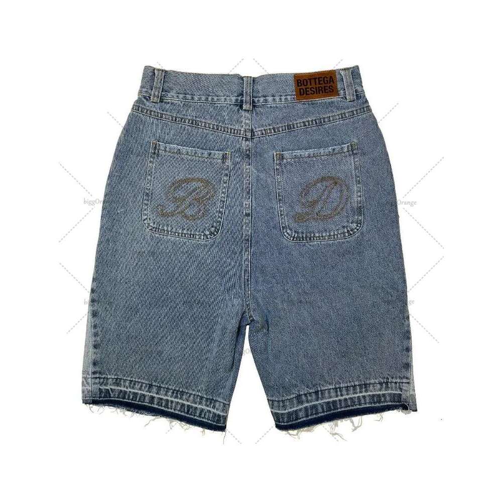 Rindu American Street Haruku Retro Denim With Letter Embroidery Oversized Jeans Men Y2k Loose Casual Versatile Shorts Women