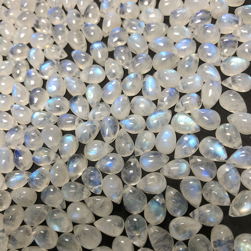 Jewellery 18K Plated Stainless Steel Fine Gold Thread Blue Water Drop Pendant Natural Moonstone Necklace for Special Occasions Gift Textured Elegant A