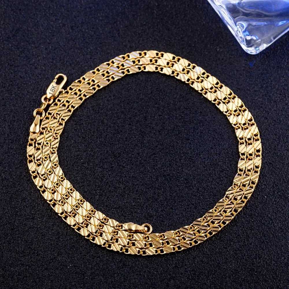 Fashion 18k gold necklace 2MM 16/18/20/22/24/26/28/30 inch womens side chain necklace 925 silver necklace X241123