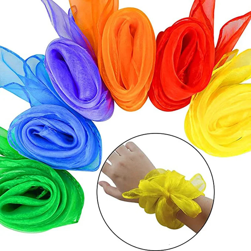 Summer Scarf Transparent Small Silk Scarve Solid Color Square Head Wear Female Chiffon Neckerchief Shawls Bandanas 240417