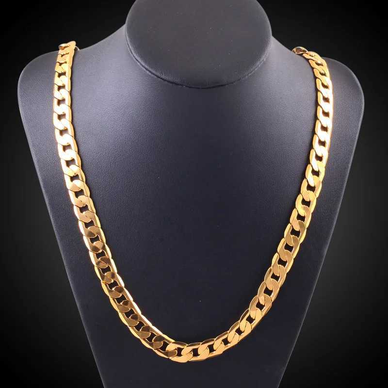 Special Offer 18k Gold Necklace 925 Stamp Solid Color Classic 8mm Side Chain Mens Exquisite Jewelry Wedding Party X241123