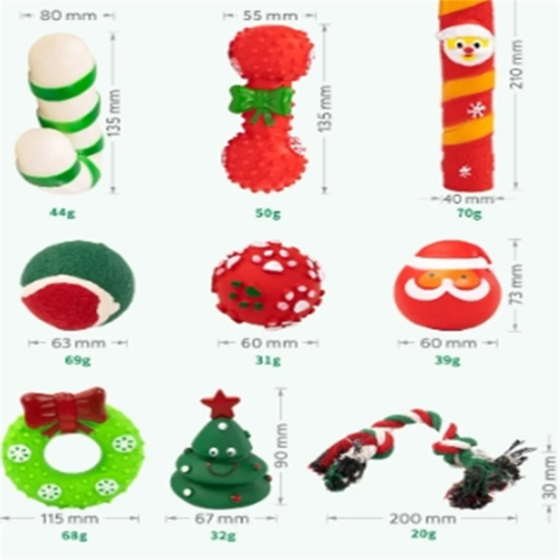 New Year Christmas Dog Stocking Toys Set with Squeaky Toys Santaelk Pet Dog Toy