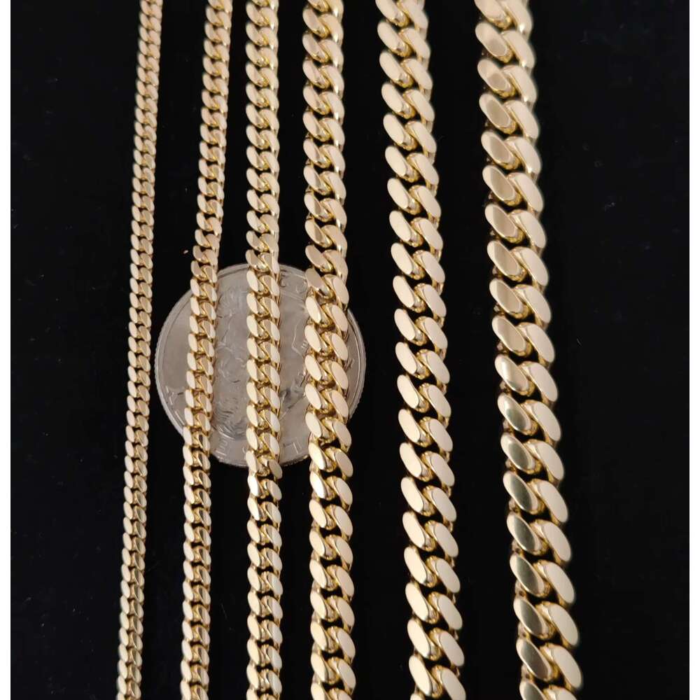 VLOVE Fine Jewelry Heavy 14K Real Solid Gold Miami Cuban K Chain Necklace 17Mm 7Mm