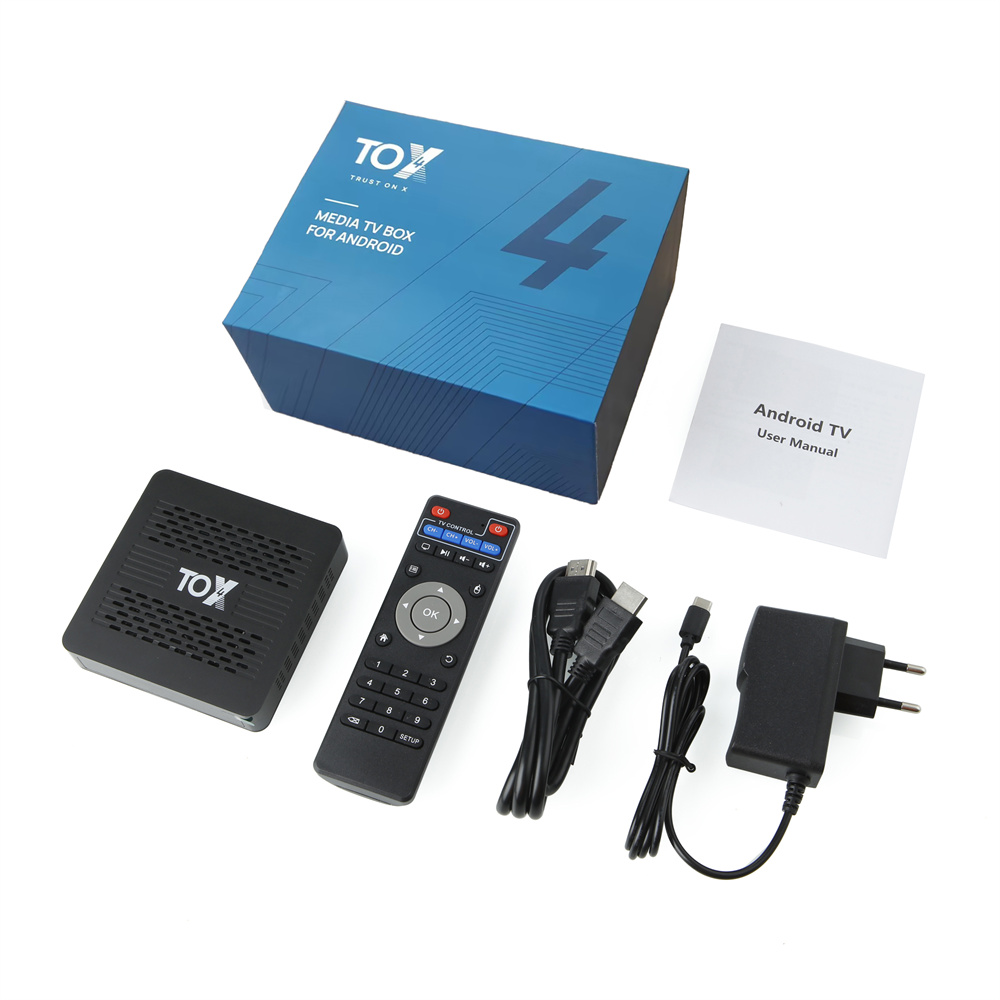 TOX4 Android 13 Smart TV Box 4GB 32GB with RK3528 Dual Wifi 1000M LAN BT5.0 Support H.265 4K 60fps DLNA USB3.0