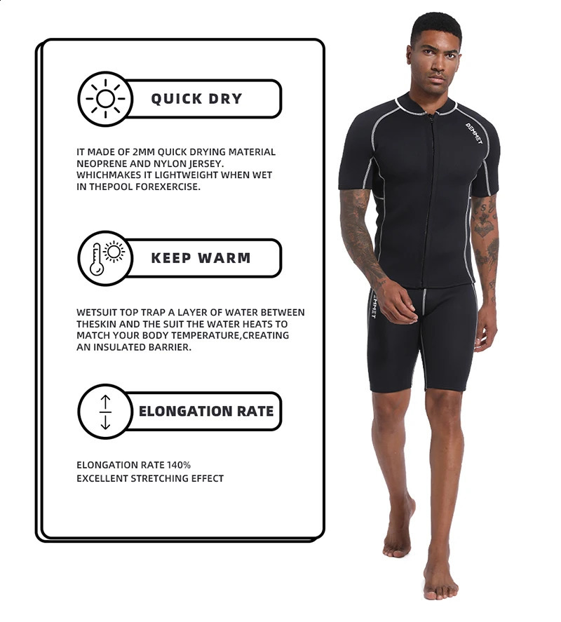 Men Womens1.5MM3MM CRSC Neoprene wetsuit Split Short Sleeve Shorts Diving Surfing Suit Sun Protection Warm Swimming Suit 240419