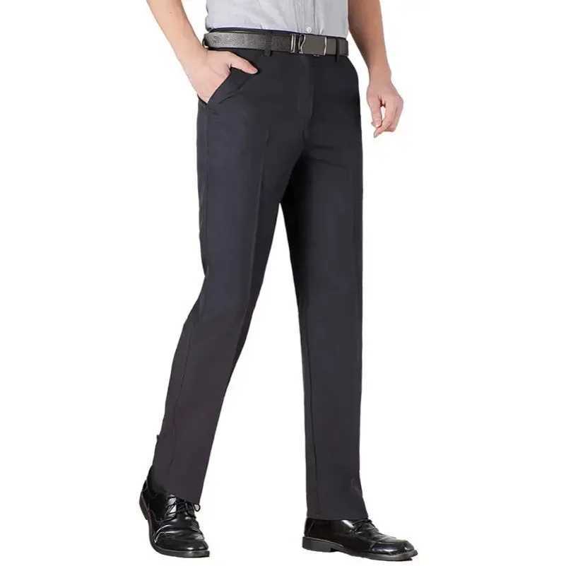 Mens casual business lightweight pants medium length soft decoration brand Trouser regular straight black gray large size 28-40 W250225