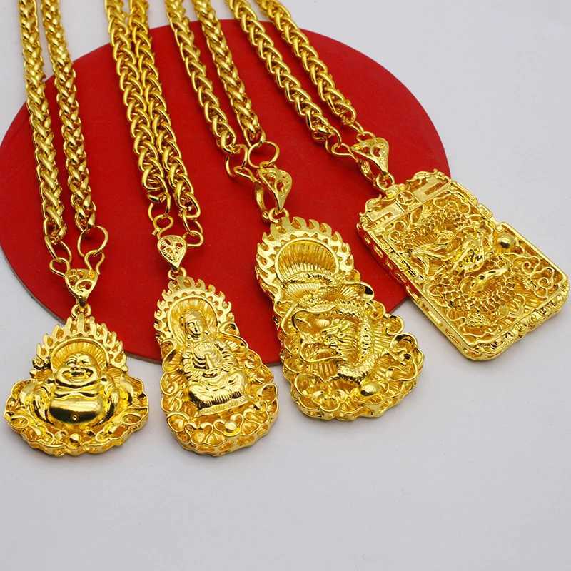 18K womens alloy necklace Guanyin gold dragon pendant Kravik chain wedding engagement non fading jewelry gift X241123