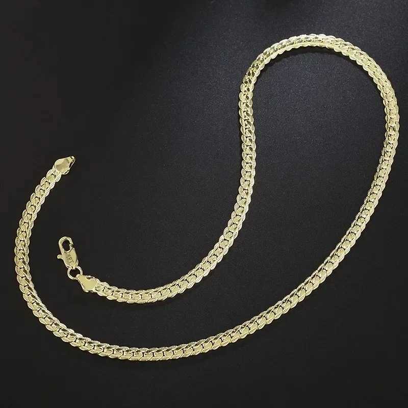 Newly arrived 925 sterling silver 6MM 18K gold full side Figaro chain necklace suitable for women and men fashion wedding designer jewelry X241123