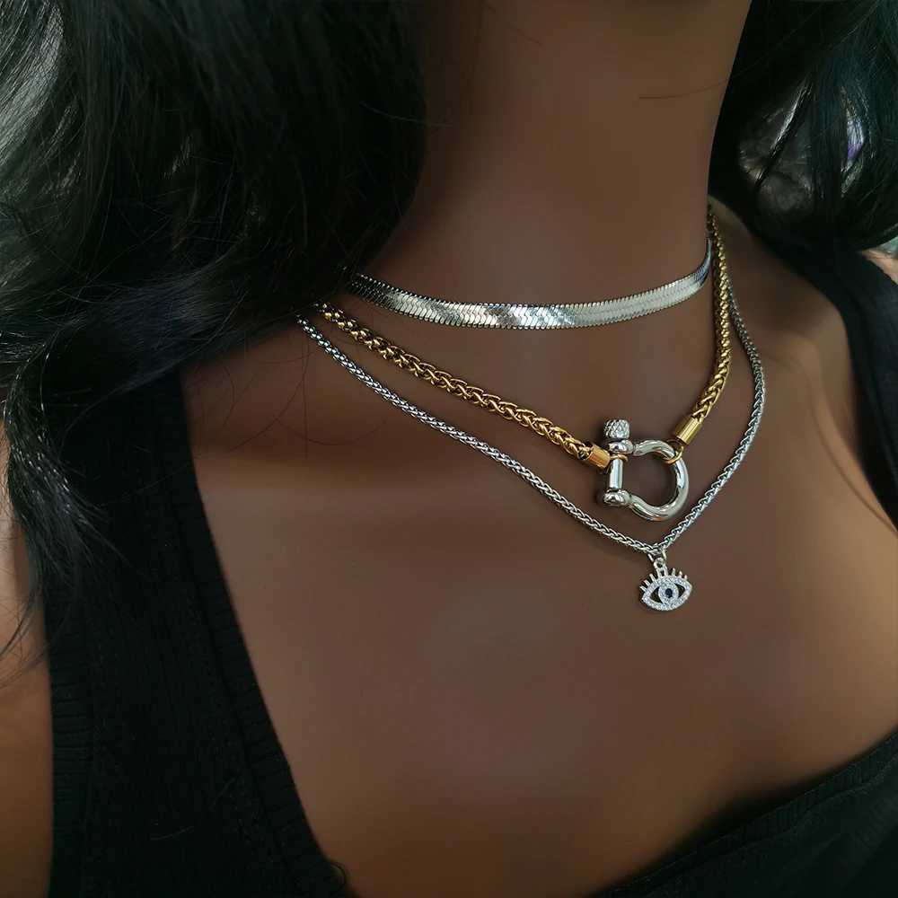 Oil free waterproof jewelry 18K gold-plated stainless steel rope chain necklace two tone necklace YF3383 X241123