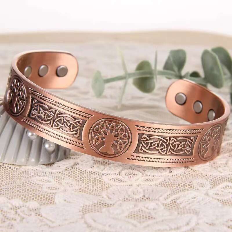 Temu Hot selg Magnet with Tree of Life Pattern Arrangement Magnetic Men's and Women's Bronze Bracelet