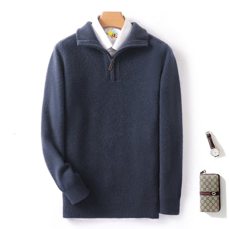 Long Sleeve Pullover Sweater Men - Merino Wool Half Zip Sweater Thick Wool Sweater Mens - Warm Casual Business Pullover