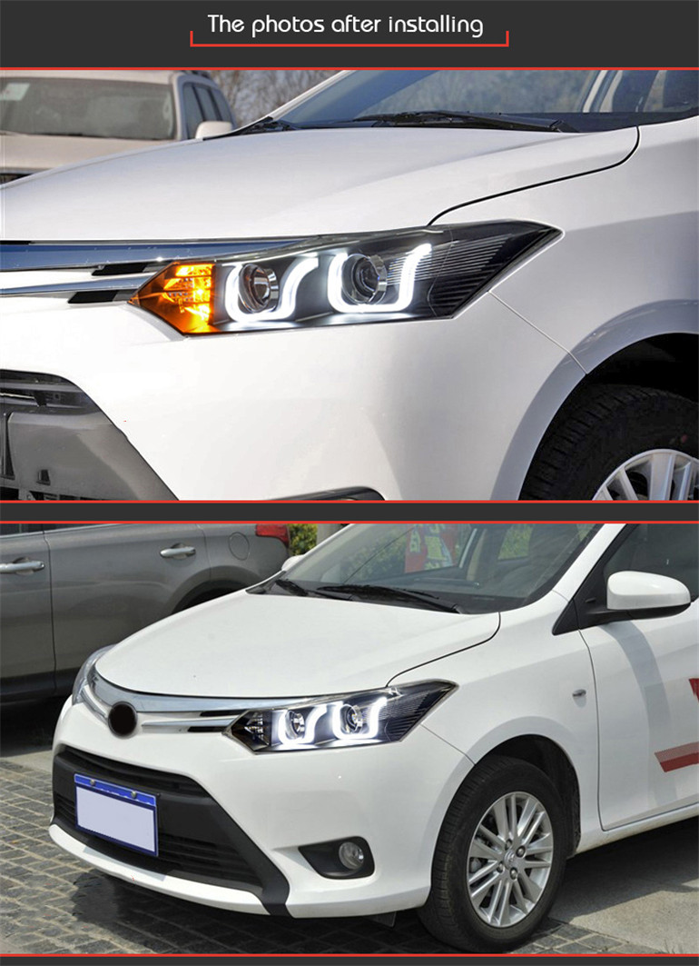 LED Headlight for Toyota Vios 2008-20 16 LED Headlights Signal Lights Day Running Light DRL Angel Eyes