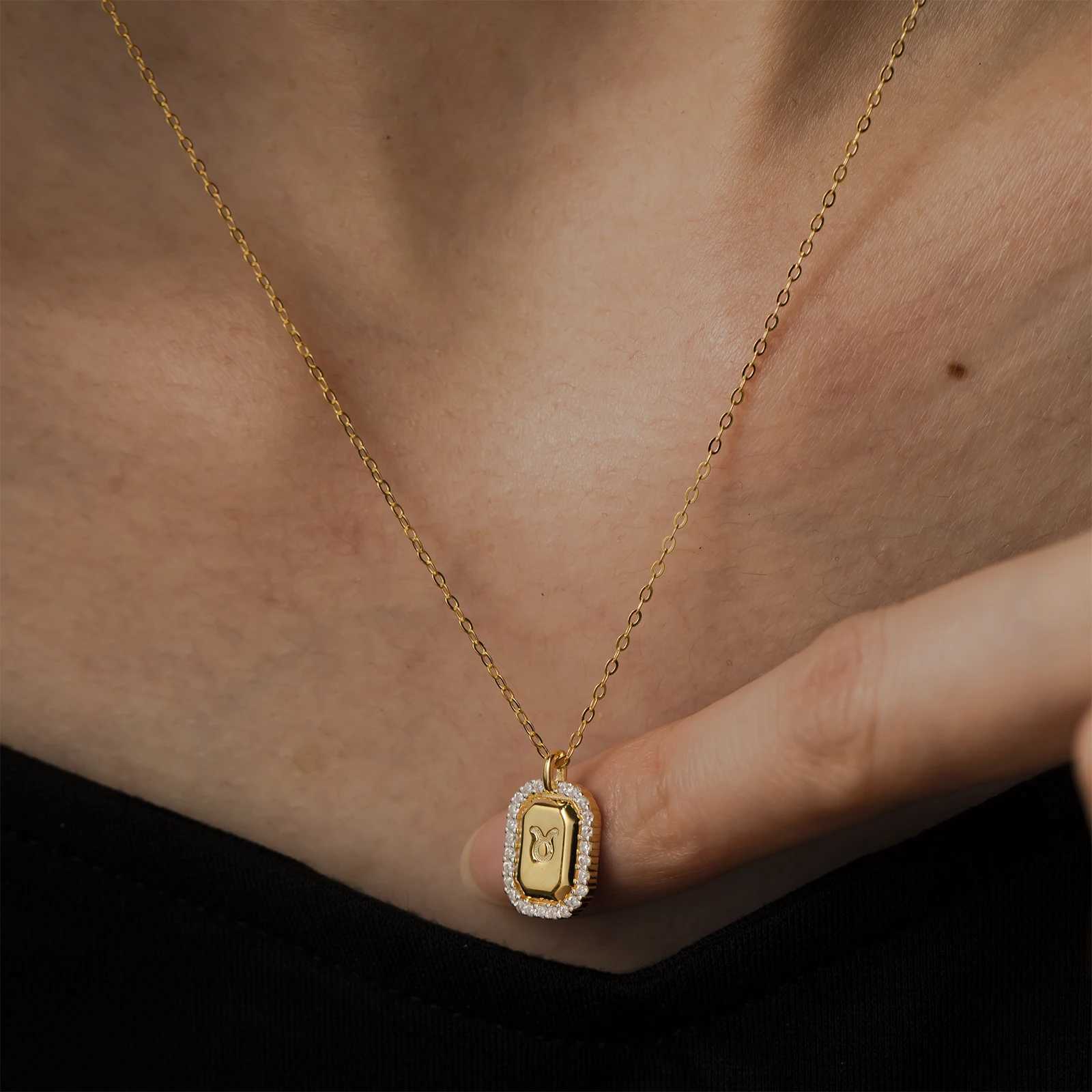 ANDYWEN 925 sterling silver gold 12 zodiac birthday womens necklace classic luxury womens exquisite jewelry 2023 birthday gift X241123