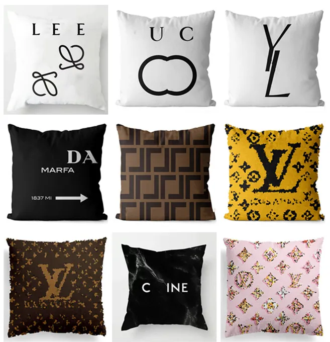 Pillow Case Designer Black and White Throw Classic Letter Printed Home Cover Minimalist Sofa Decoration Cushion 45 * 45cm Pillow Cor 26W0117