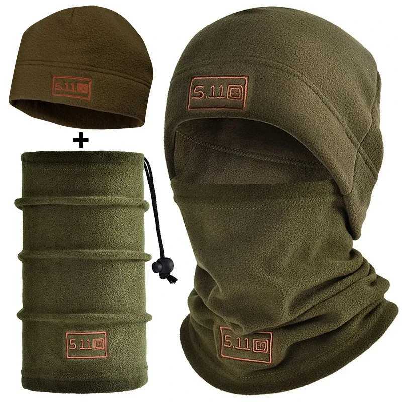 Tactical Fleece Hat Scarf Set Thermal Head Cover Winter Warm Balaclava Face Mask Sports Cycling Bonnet Neck ProtectorW250512