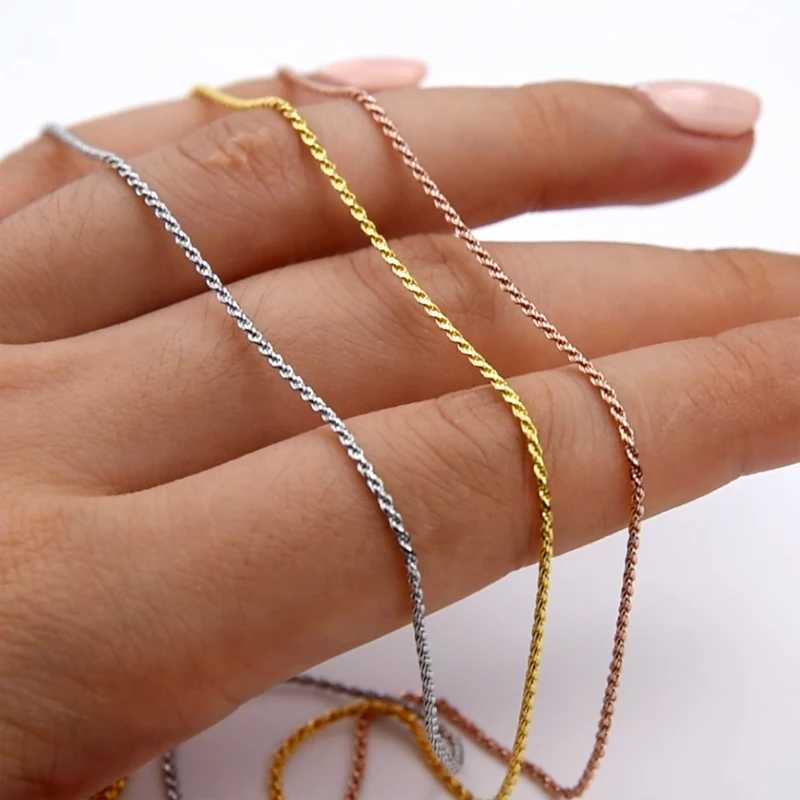 MIQIAO 925 Pure Silver Rope Chain White Gold Rose Gold Color Length 40 45 50 55 60 65 70 80 cm Width 1.0 1.5 2.3 MM Mens Necklace X241123