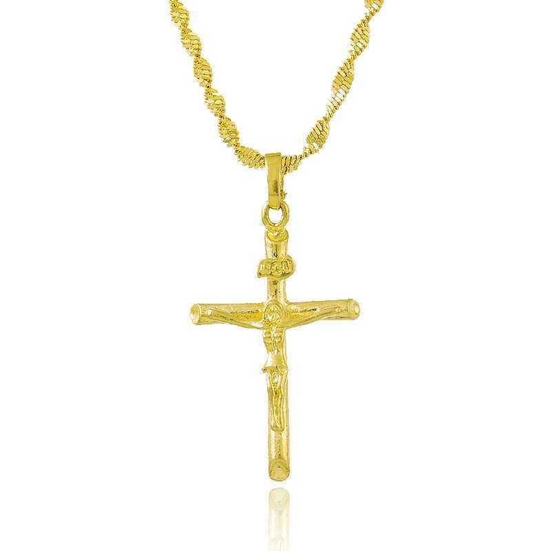 New genuine 24K gold necklace with gold-plated cross necklace suitable for both women and mens jewelry gifts X241123