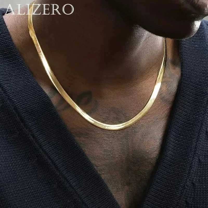 ZERO 18K gold 4mm flat chain necklace 18/20/22/24 inches womens fashion hip-hop blade chain exquisite jewelry wholesale X241123