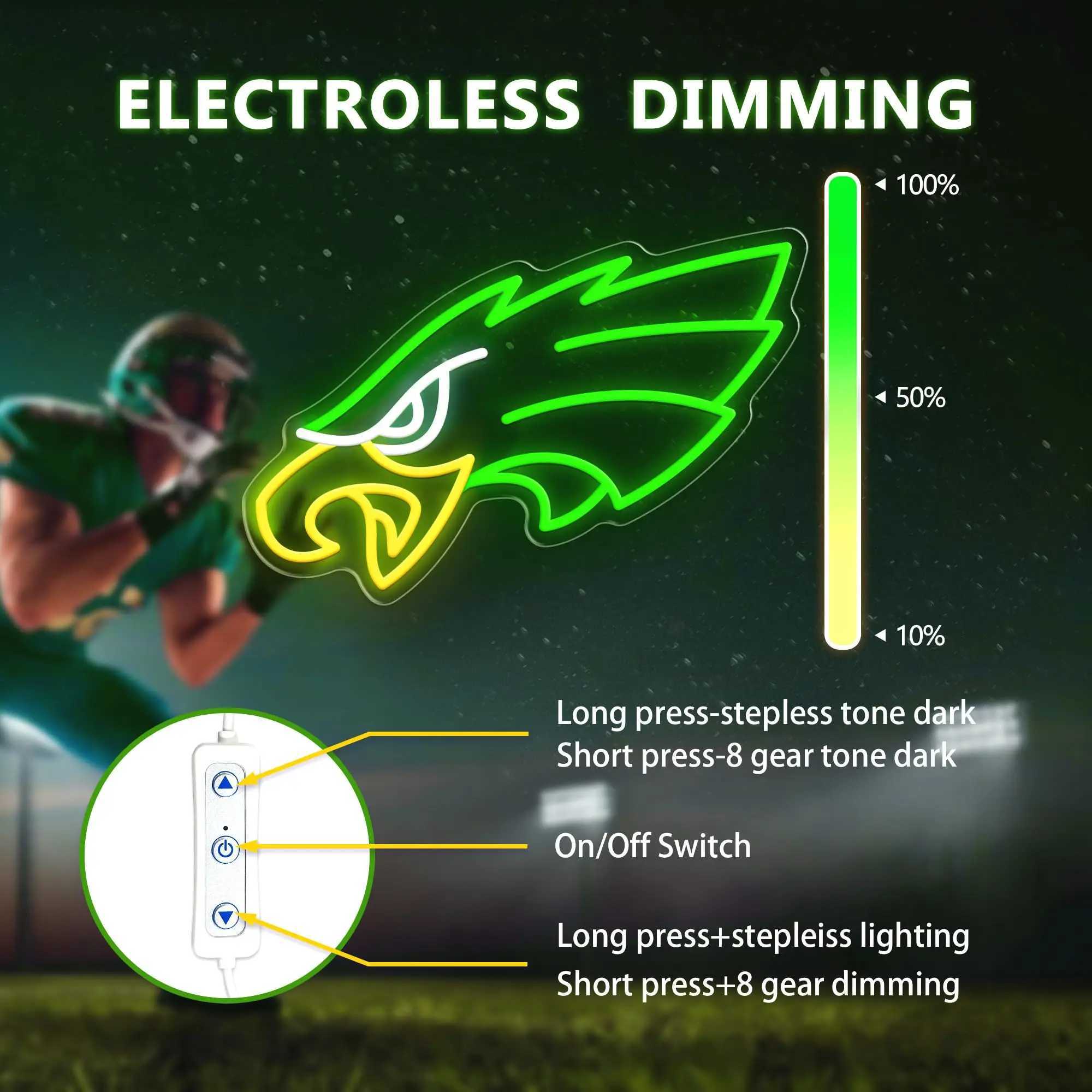 Eagle Neon Signs Football Team Led Neon Sign Wall Decor Animal Preppy Lights for Man Dorm Room Pub Decor Party Sport Fans Gifts Z241123