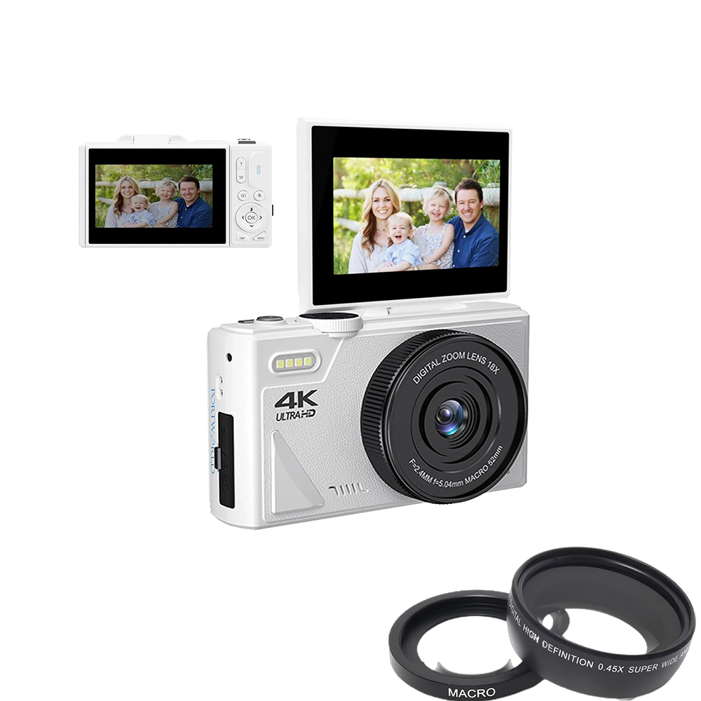 5K 4K Mirrorless Digital Camera 18X Digital Zoom 64MP 75MP High-Definition Cameras with Rotating Screen Flash WiFi for Photography Beginner Children S