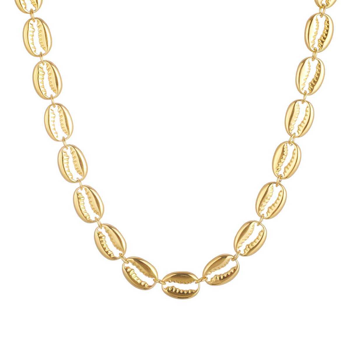 18k Gold Plated Stainl Steel Shell Chain Necklace For Men Women Choker Jewelry Birtay GiftX241123