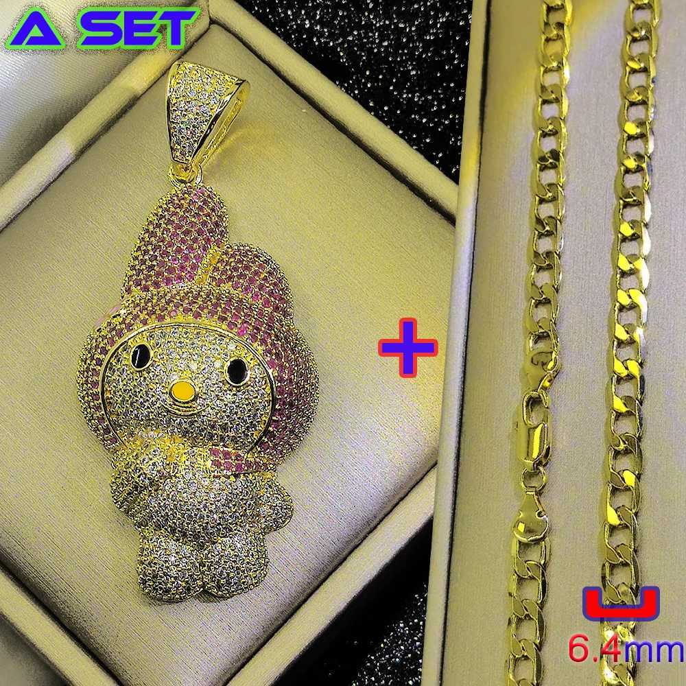 High end cust hip-hop trendy brand necklace luxurious diamond set gold pendant 18K gilded boutique decoration X2502241