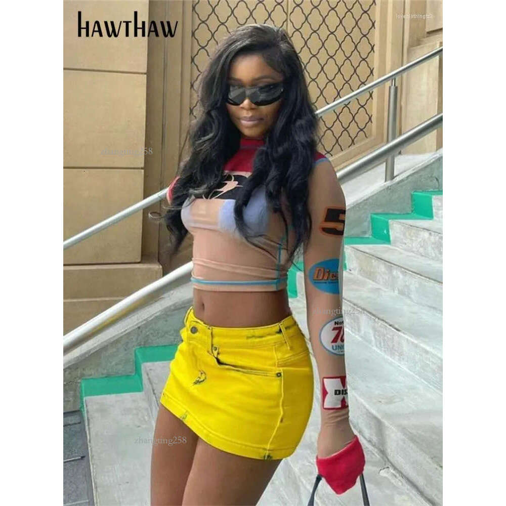 Women's T Shirts Women Fashion Long Sleeve Mesh Printed Graphic Shirt Tops Tees 2023 Summer Clothes Wholesale Items For Business