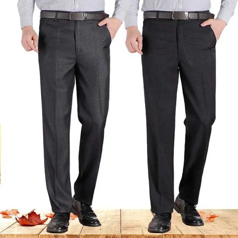 Mens casual business lightweight pants medium length soft decoration brand Trouser regular straight black gray large size 28-40 W250225