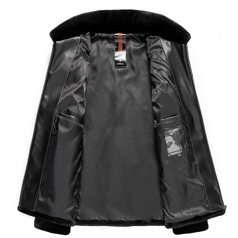 YN-217 autumn and winter natural mink wool thick coat mens high-end leather coat fashionable casual polo neck jacket 241122