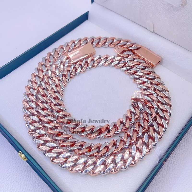 rose gold 2 tone plated over sterling silver 15 mm vvs moissanite hip hop cuban link chain