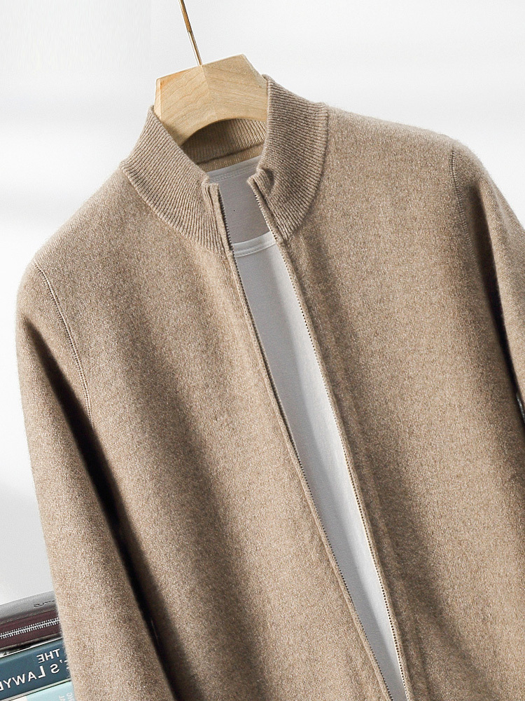 Cashmere Cardigan Sweater For Men - 2024 Autumn Winter Thick Knitwear, Reversible, Long Sleeve, Casual Basic Coat