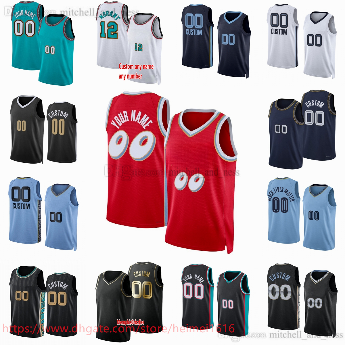 2025 New City Basketball 12 Ja Morant Jersey Printed 14 Zach Edey Scotty Pippen Colin Castleton Yuki Kawamura Jay Huff Cam Spencer Jaylen Wells Mike Bibby Rose Jerseys