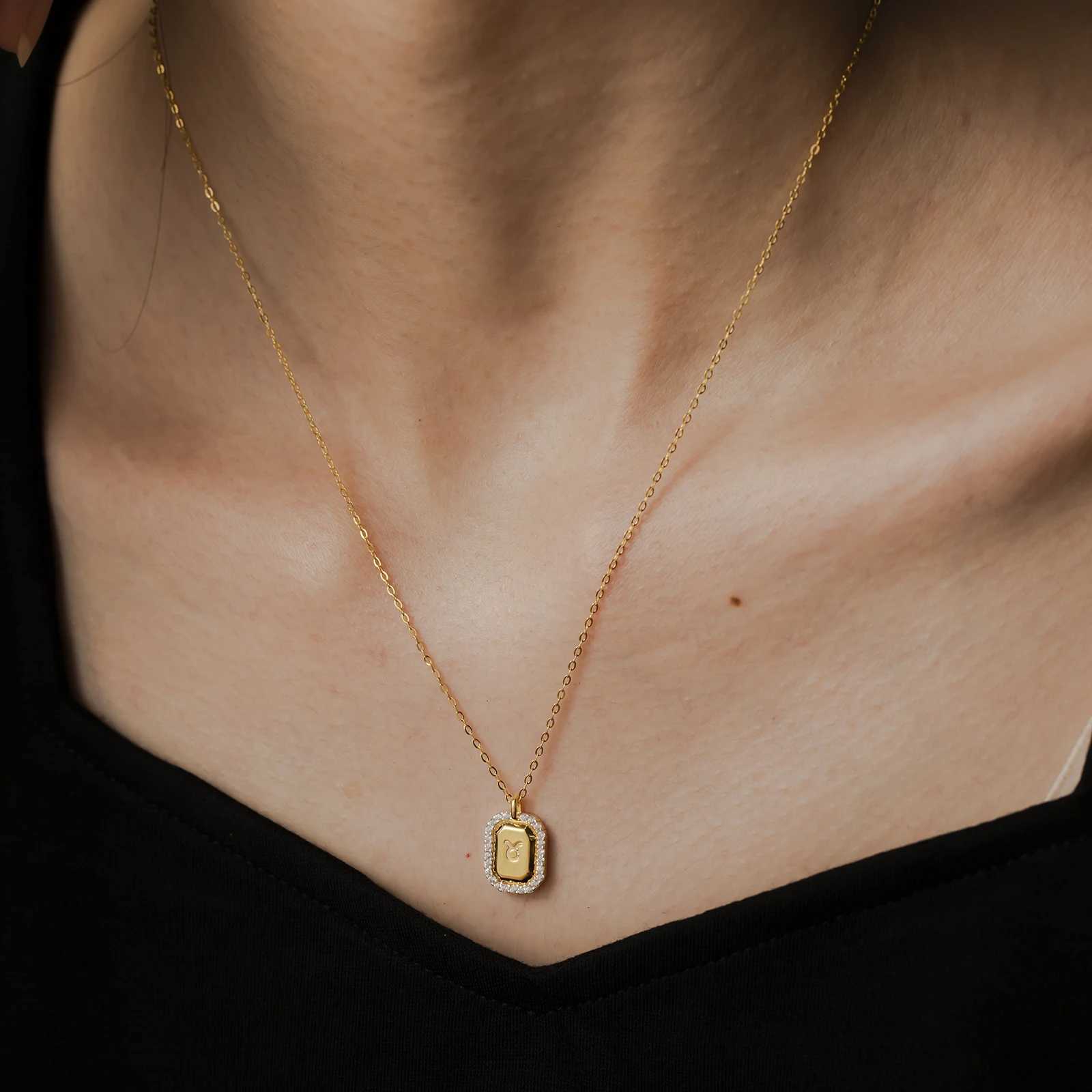 ANDYWEN 925 sterling silver gold 12 zodiac birthday womens necklace classic luxury womens exquisite jewelry 2023 birthday gift X241123