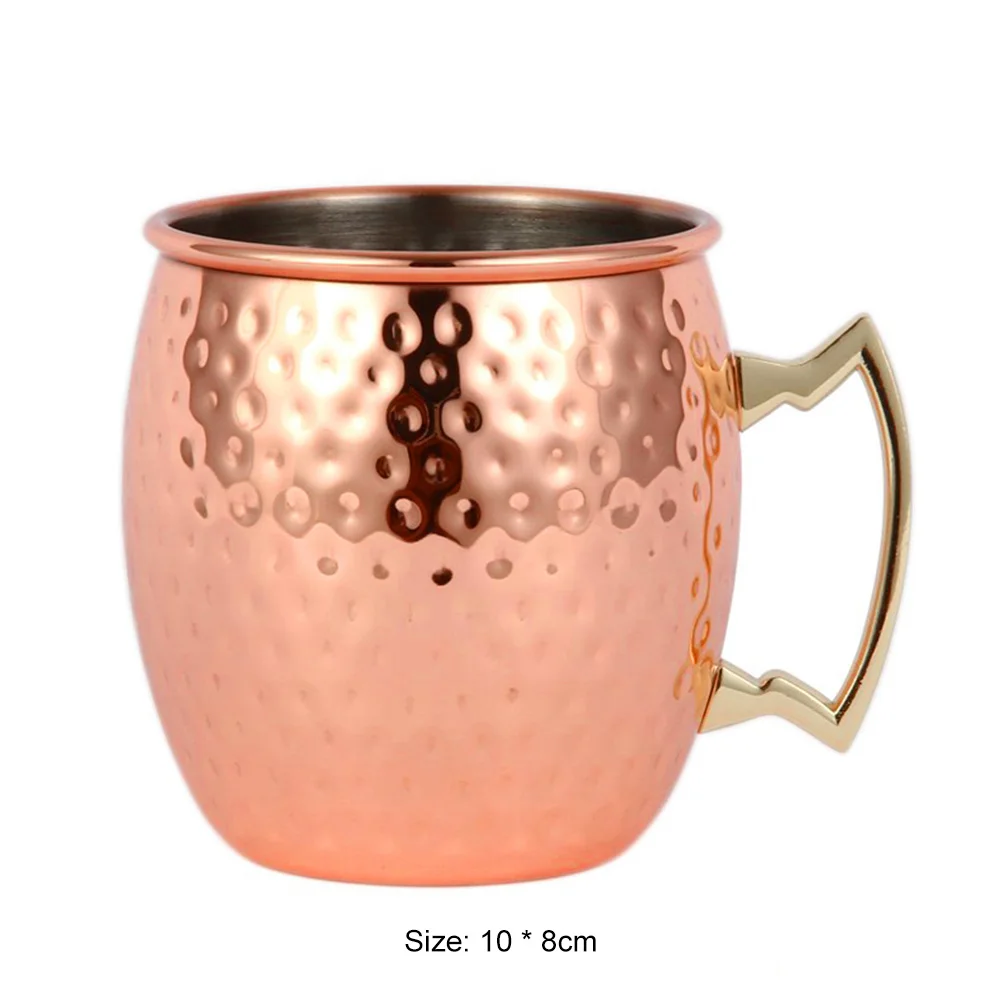 1PCS 530ML Moscow Mule Mug Stainless Steel Copper Goblet Anti-fall Wine Cup Champagne Party Bar Beer Tool 0424