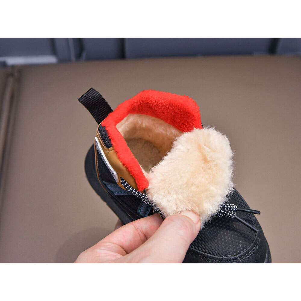 Faux Fur Winter For Children Trend Fashion Leather Boy's Snow Anti-slippery Thick Warm Plush Boots Cotton Shoes