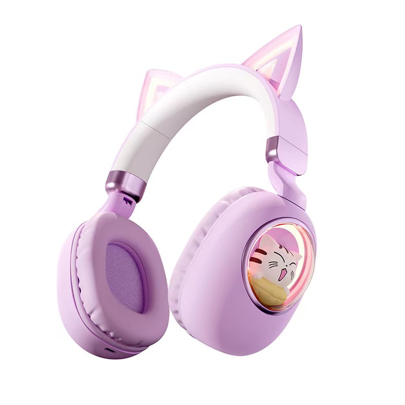 MS-B5 Cat Ear Head Mounted Bluetooth Earphones with Long Battery Life and Glowing Wireless Earphones for Children are The Best Gift