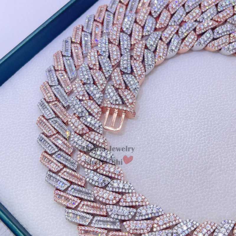 rose gold 2 tone plated over sterling silver 15 mm vvs moissanite hip hop cuban link chain