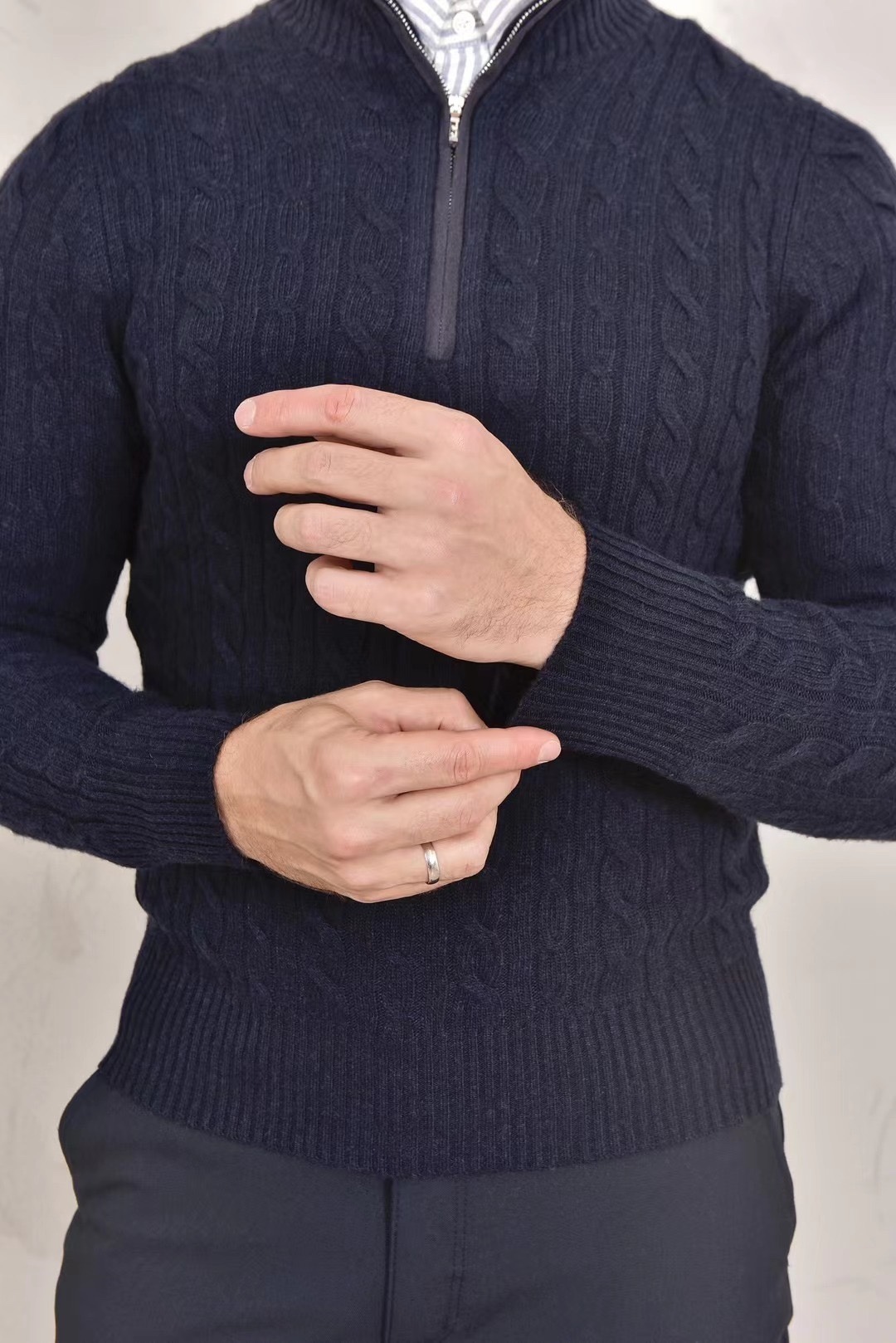 Autumn Winter L*P Men's Cashmere Half-Zip Knitted Long-Sleeved Top Male Fashion Pullover Sweater